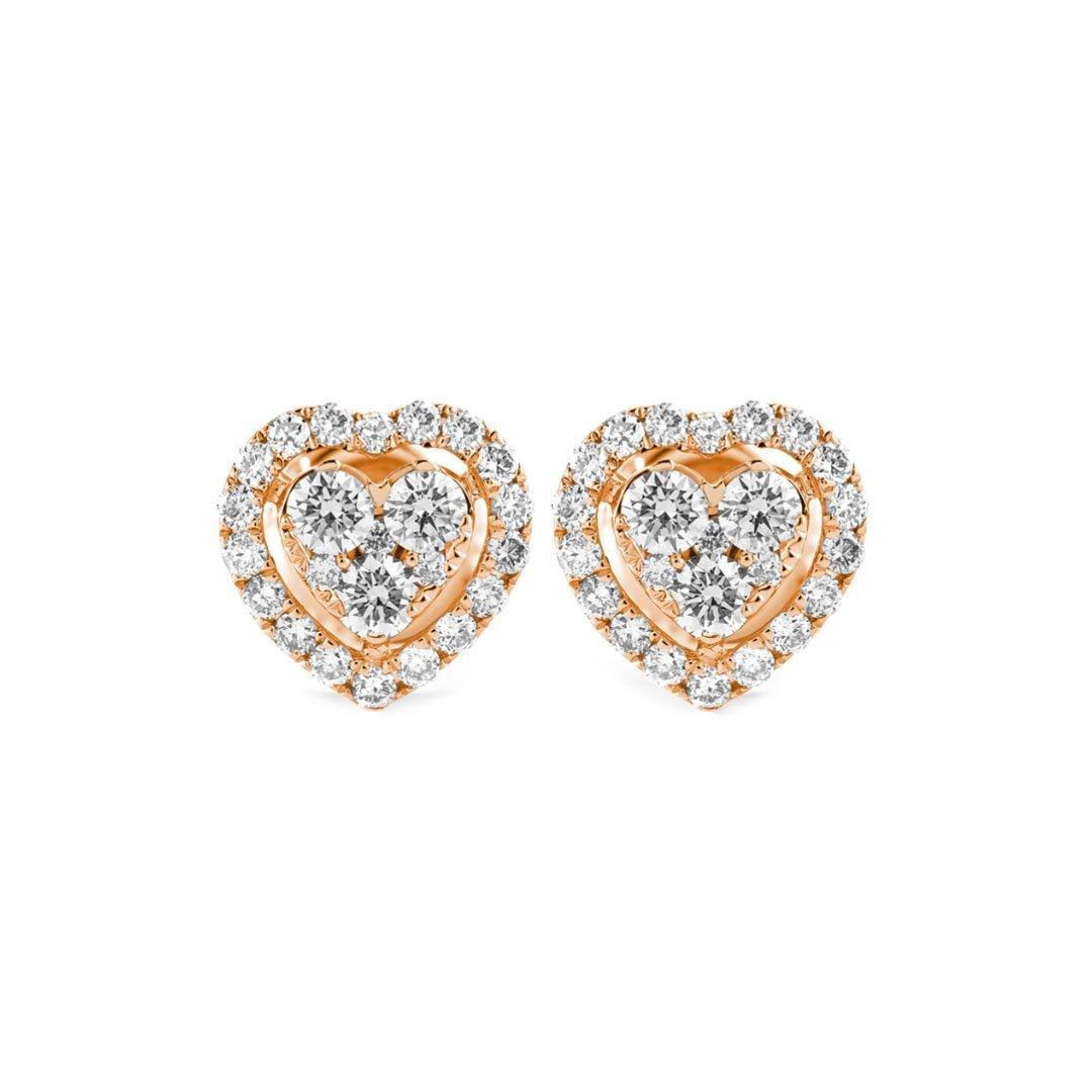 Diamond & Gold Heart Illusion Earrings - Johnny Dang & Co