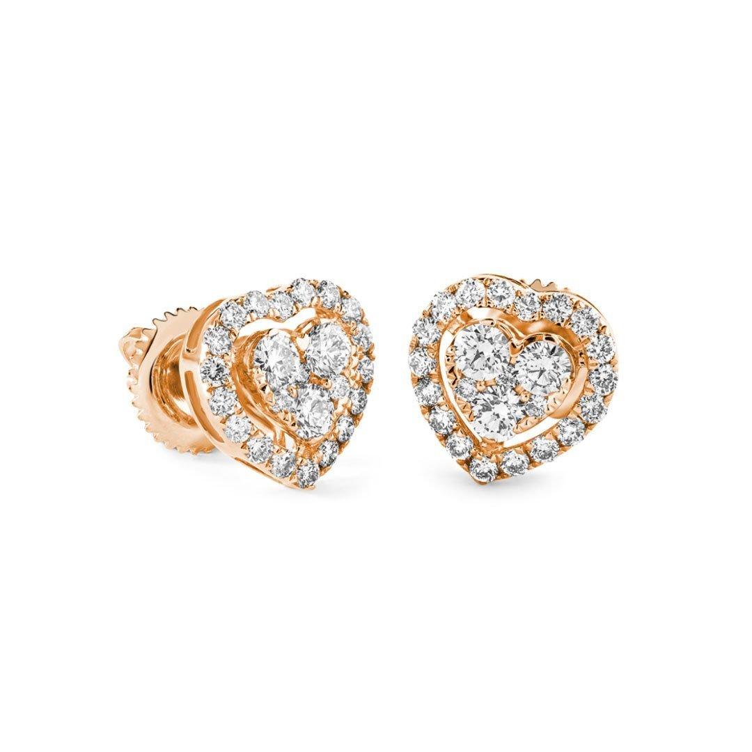 Diamond & Gold Heart Illusion Earrings - Johnny Dang & Co