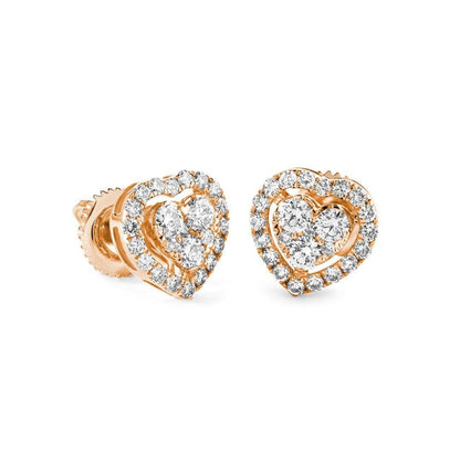 Diamond & Gold Heart Illusion Earrings - Johnny Dang & Co