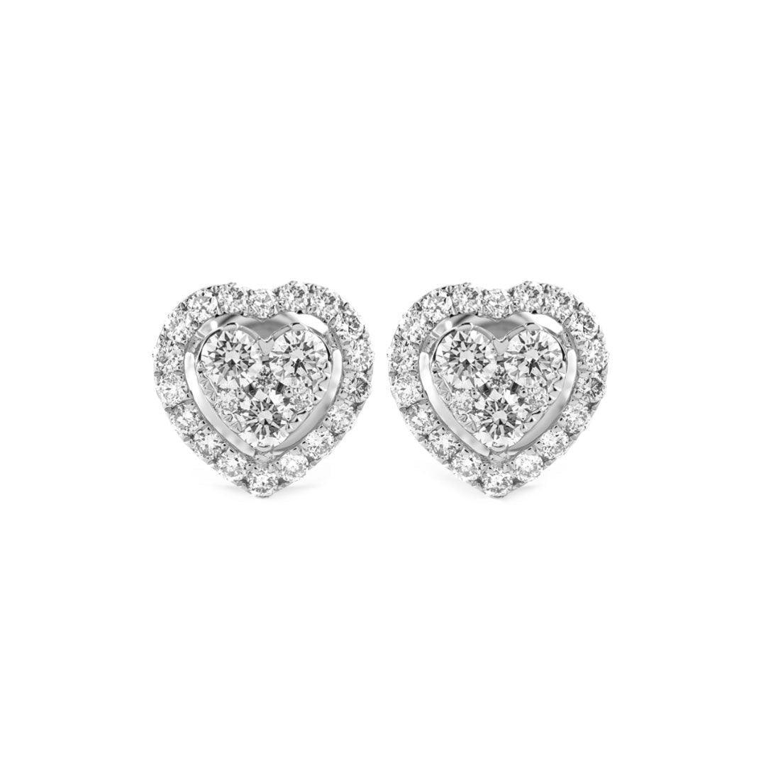 Diamond & Gold Heart Illusion Earrings - Johnny Dang & Co