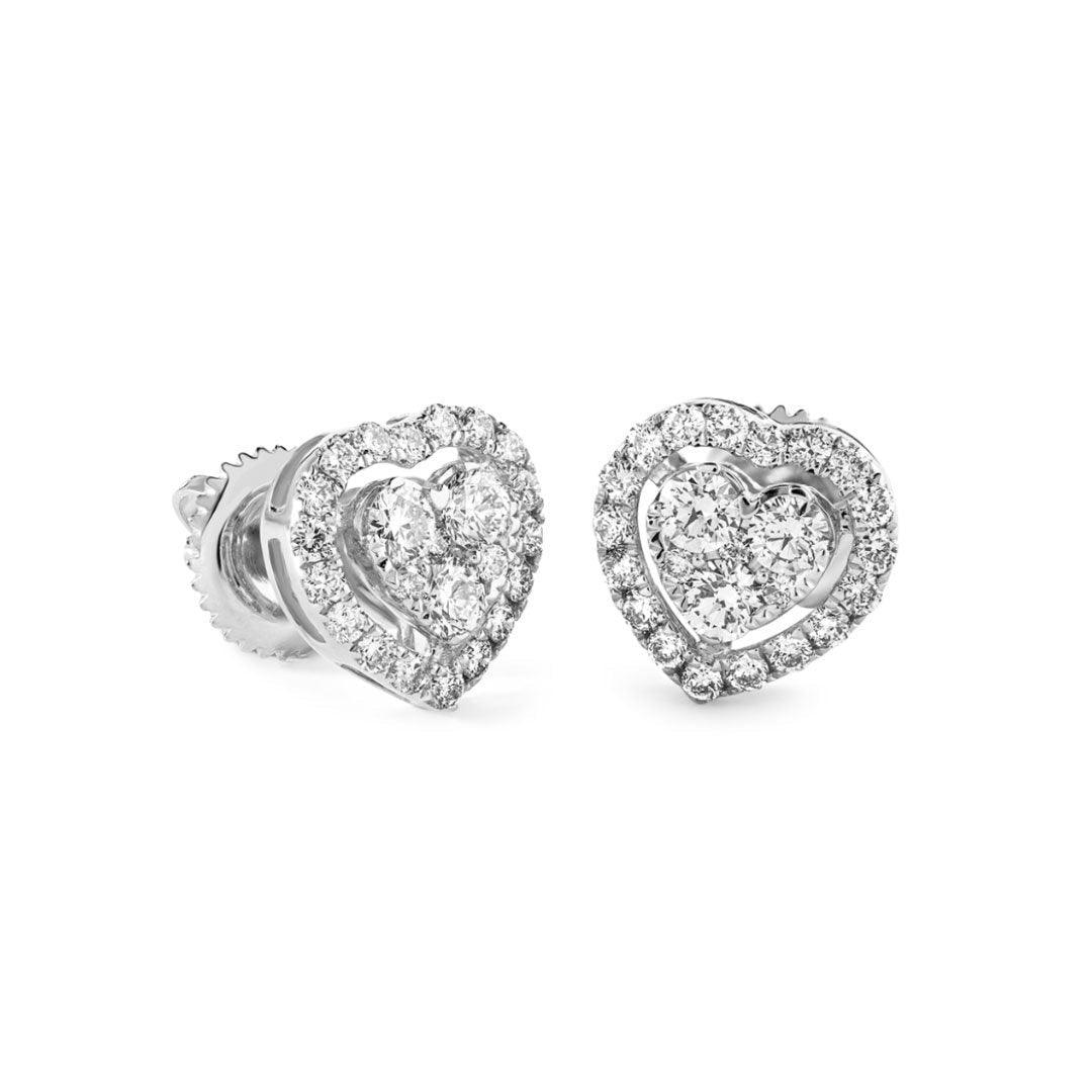 Diamond & Gold Heart Illusion Earrings - Johnny Dang & Co