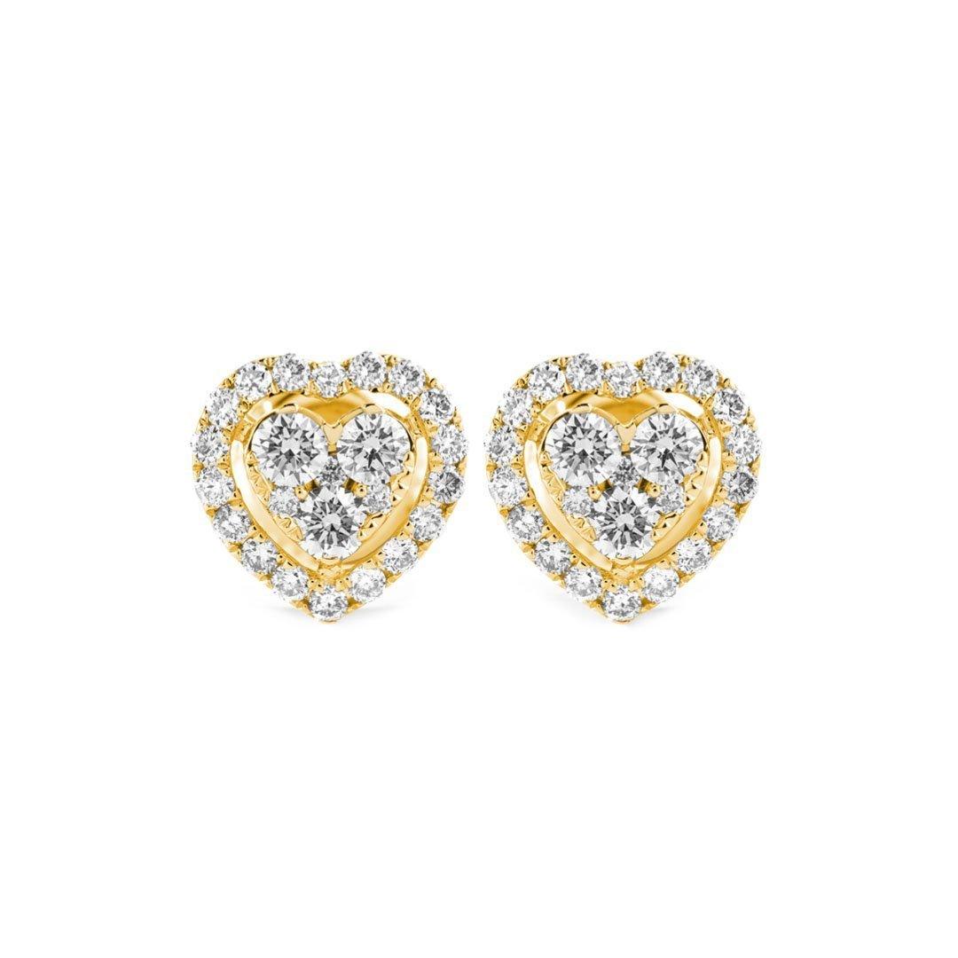 Diamond & Gold Heart Illusion Earrings - Johnny Dang & Co