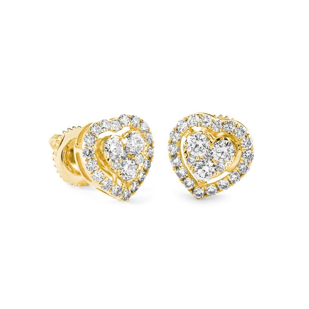 Diamond & Gold Heart Illusion Earrings - Johnny Dang & Co