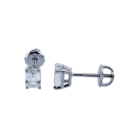1.01CT Emerald Cut VS D Color Diamond Solitaire Earrings - Johnny Dang & Co
