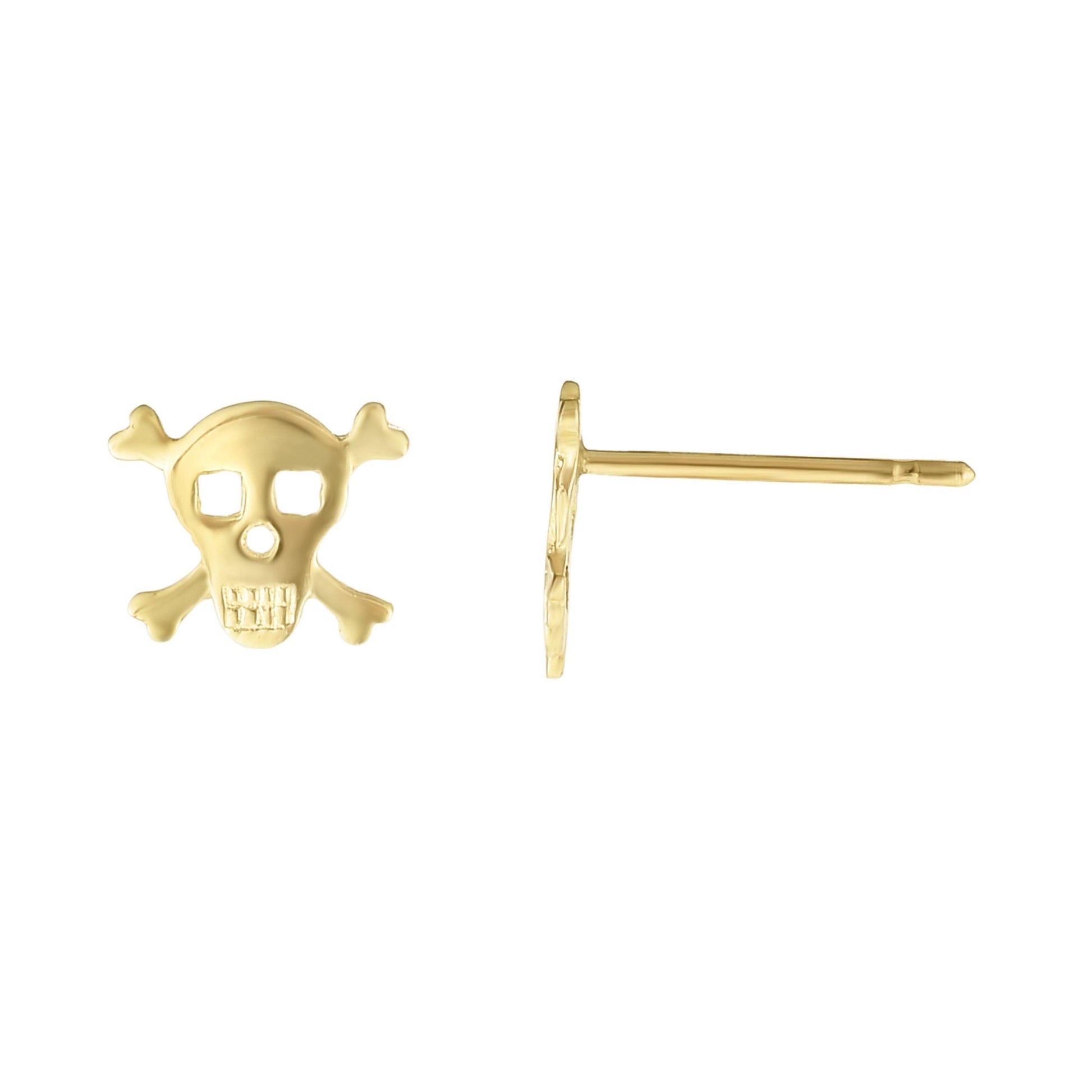 14K Gold Skull Stud Earring - Johnny Dang & Co