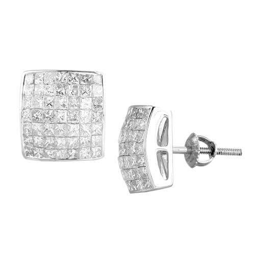 14KW 1.75CTW DIAMOND SQUARE DOME EARRINGS - Johnny Dang & Co