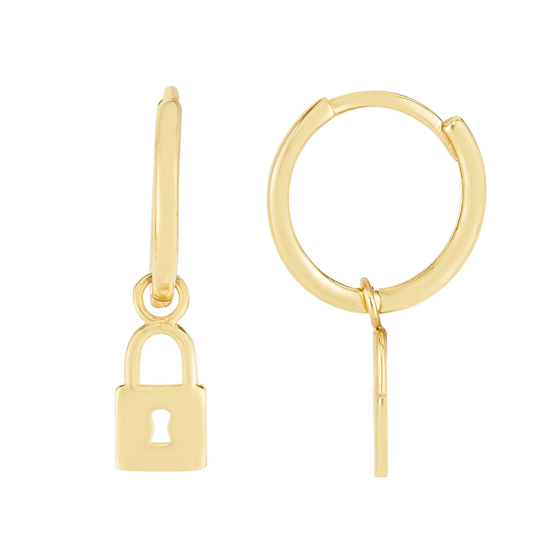 14K Dangle Lock Huggies - Johnny Dang & Co