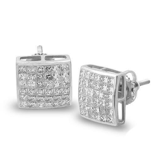 14KW 1.50CTW INVISIBLE PC DIAMOND EARRINGS [6X6] - Johnny Dang & Co