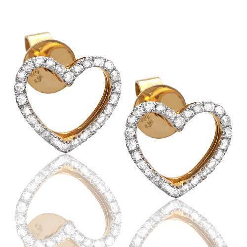 14K 0.35 CTTW DIAMOND OPEN HEART EARRINGS - Johnny Dang & Co