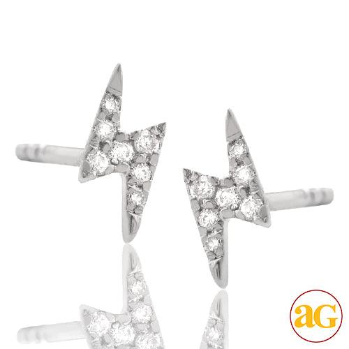 14KW 0.05CTW DIAMOND LIGHTNING BOLT EARRING STUDS - Johnny Dang & Co