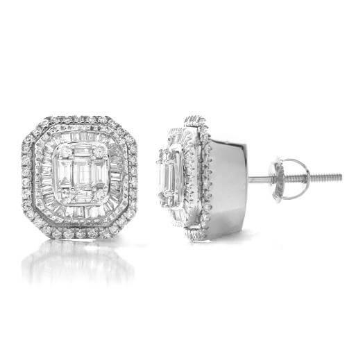 14KW 1.00CTW BAGUETTE DIAMOND EARRING STUDS - Johnny Dang & Co