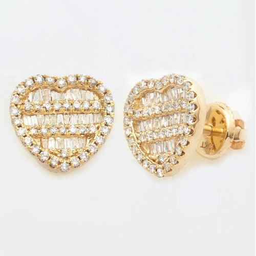 10KY 1.00CTW DIAMOND BAGUETTE HEART EARRINGS - Johnny Dang & Co