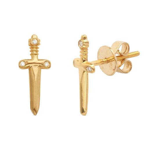 14KY 0.05CTW DIAMOND DAGGER EARRING STUDS - Johnny Dang & Co
