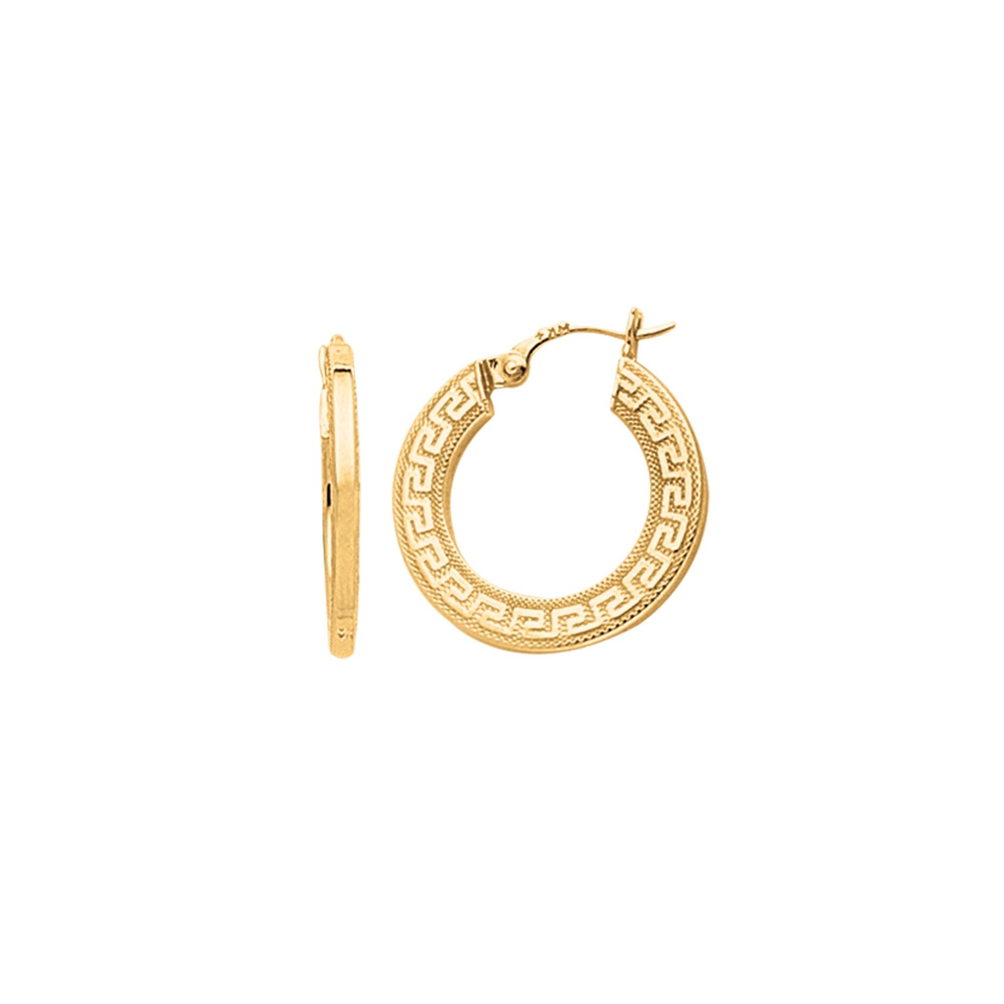 14K Gold Greek Key Hoop Earring - Johnny Dang & Co
