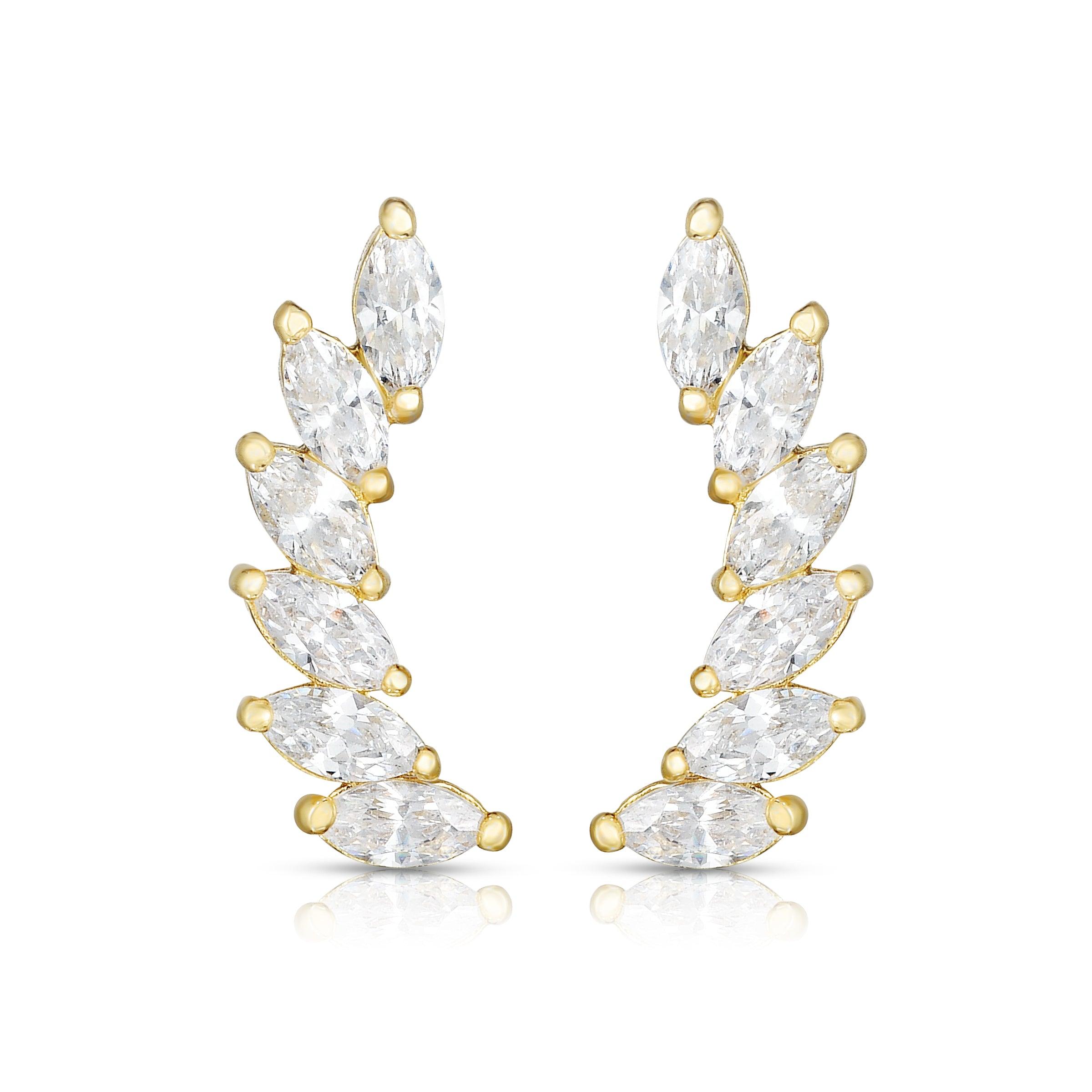 14K Gold Marquise CZ Ear Climber - Johnny Dang & Co