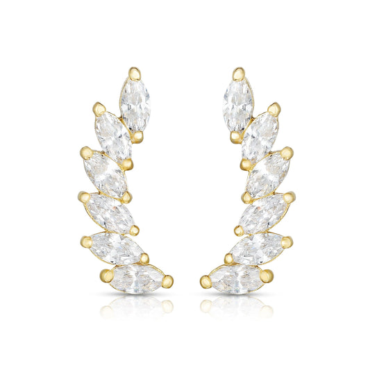 14K Gold Marquise CZ Ear Climber - Johnny Dang & Co