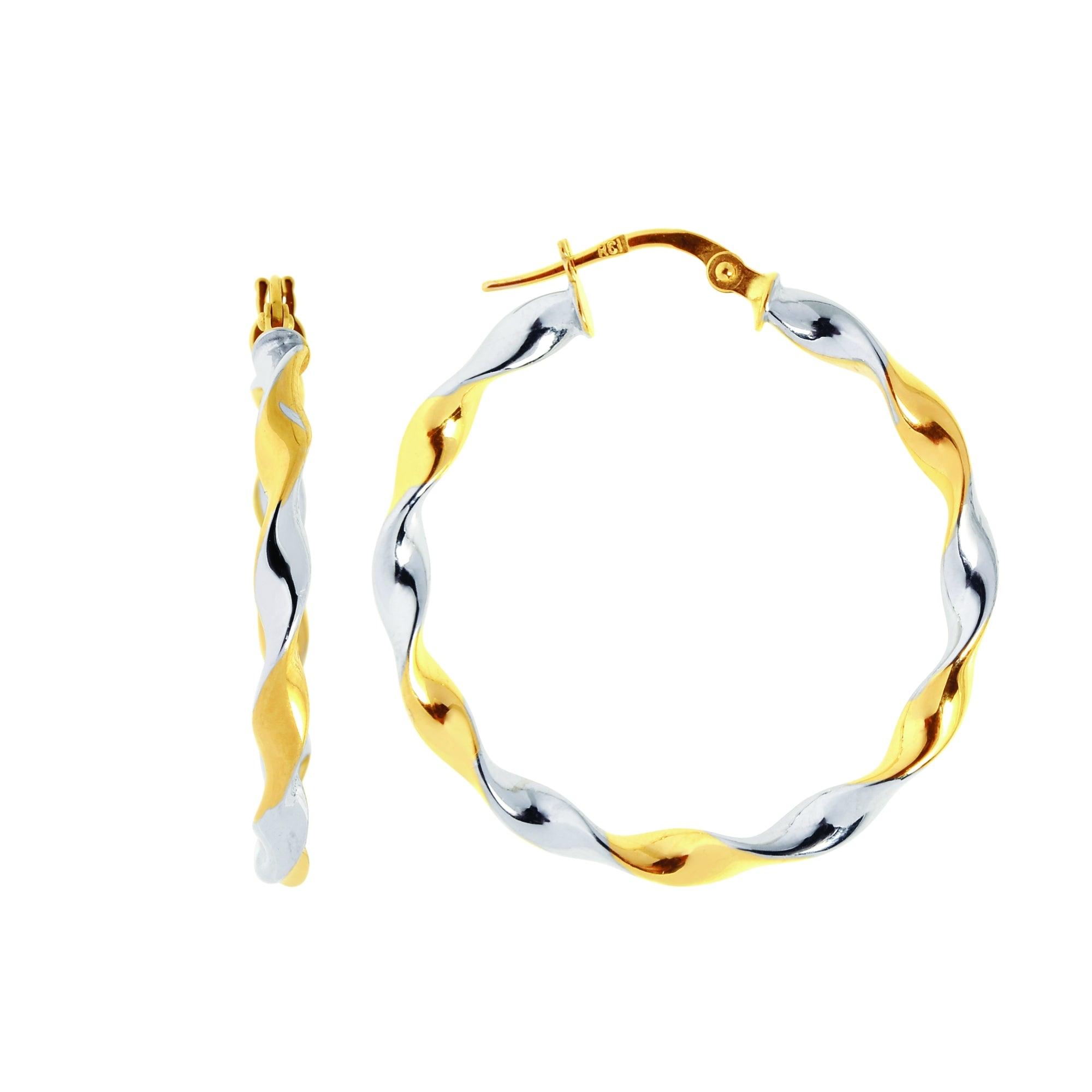 14K Gold Medium Round Twist Hoop Earring - Johnny Dang & Co