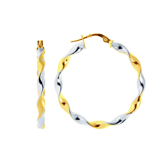 14K Gold Medium Round Twist Hoop Earring - Johnny Dang & Co