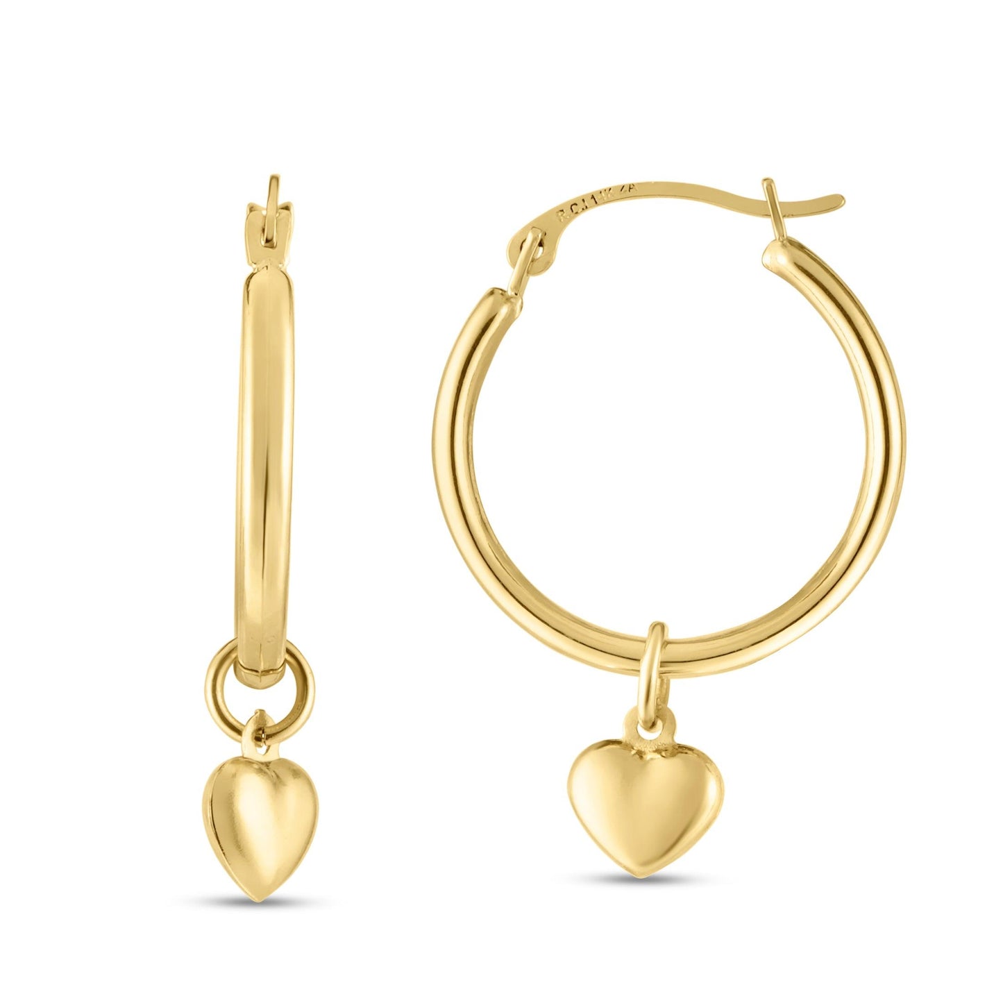 14K Gold Dangle Heart Drop Earring - Johnny Dang & Co