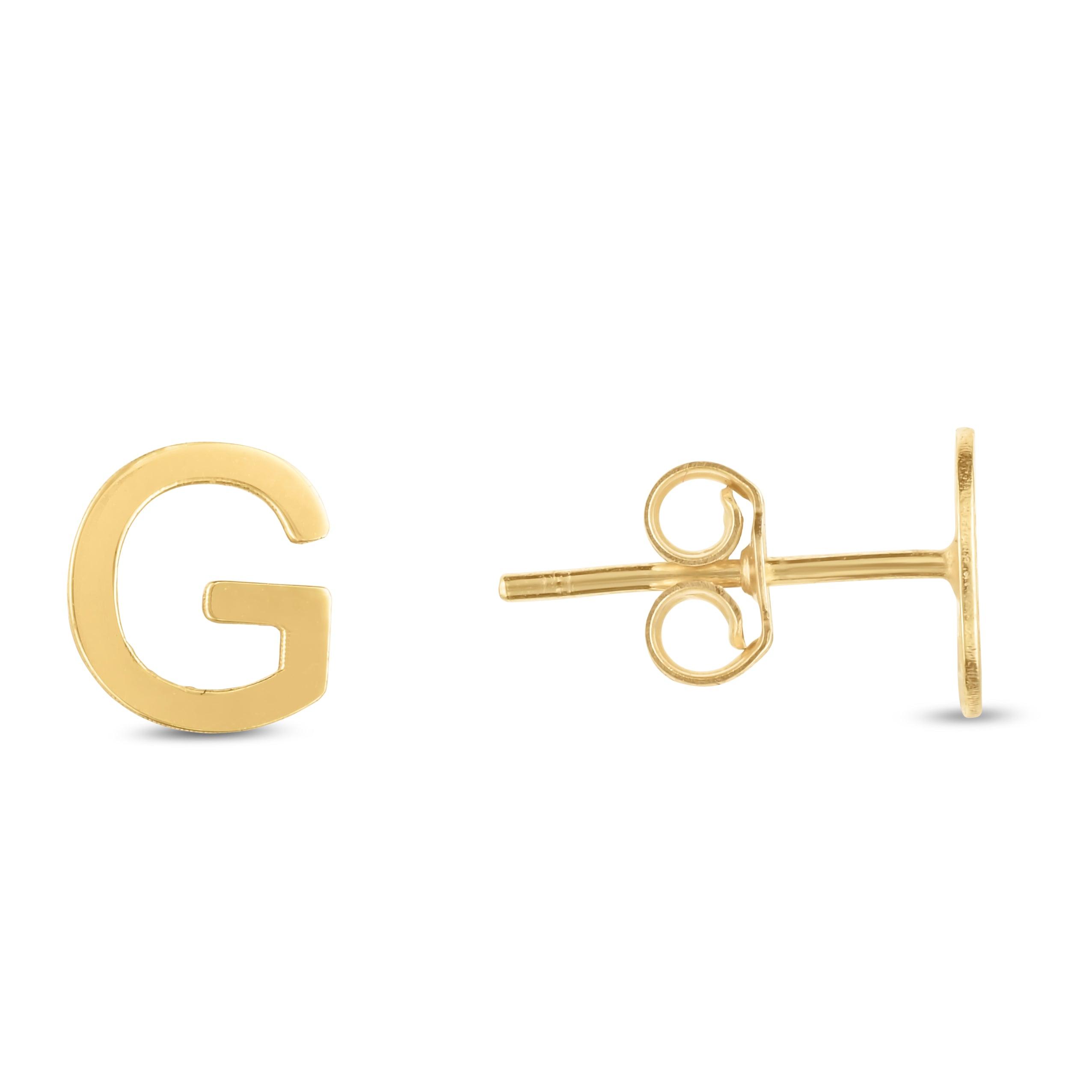 14K Gold Initial 'A Through Z' Stud Earring - Johnny Dang & Co