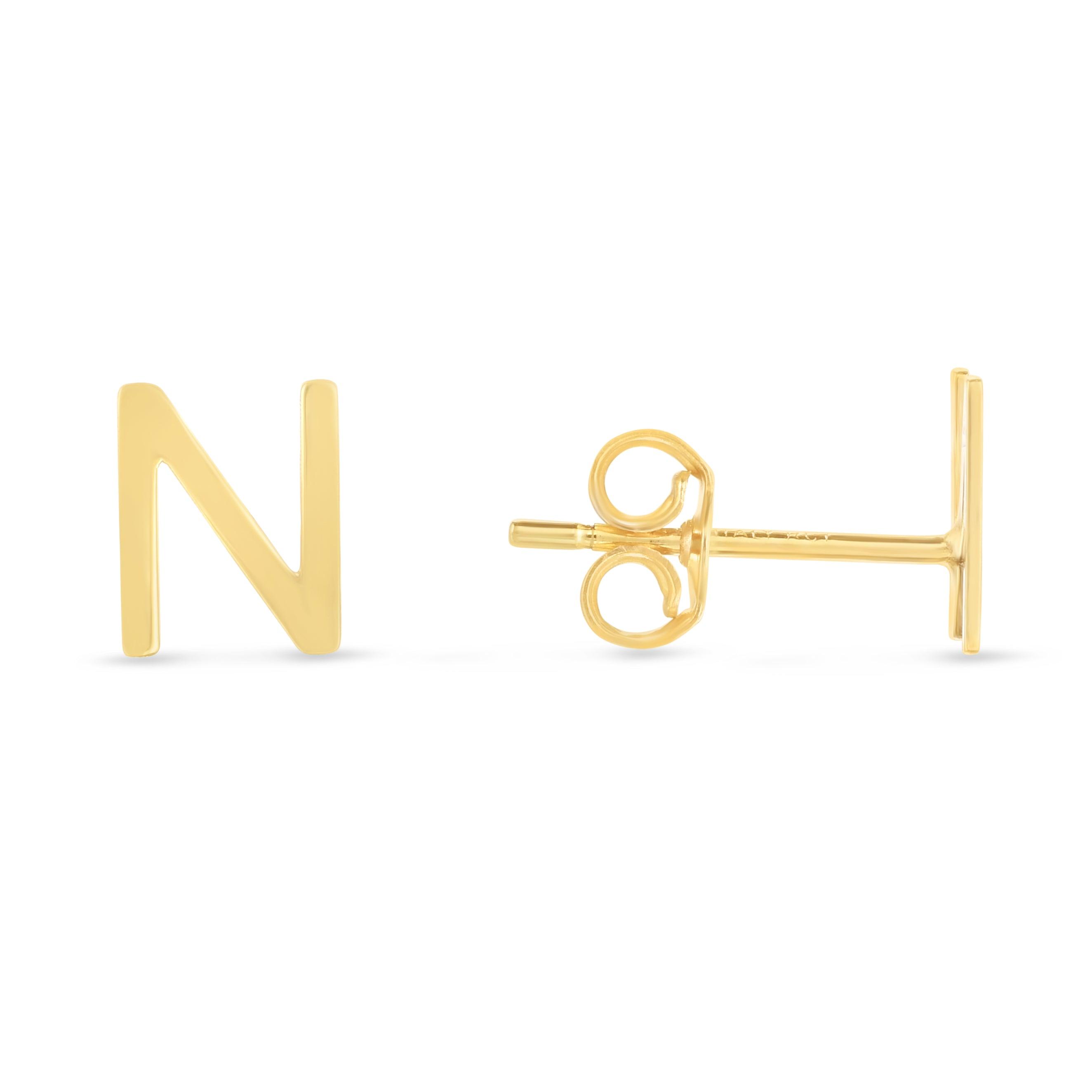 14K Gold Initial 'A Through Z' Stud Earring - Johnny Dang & Co
