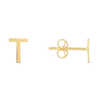 14K Gold Initial 'A Through Z' Stud Earring - Johnny Dang & Co