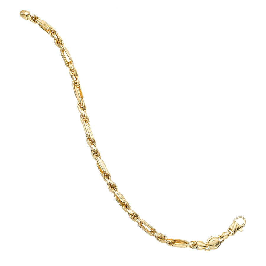 14kt Gold 22 inches Yellow Finish 4.3mm Diamond Cut Figarope Chain with Lobster Clasp