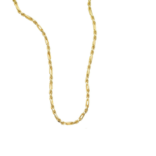 14kt Gold 26 inches Yellow Finish 6.5mm Diamond Cut Figarope Chain with Lobster Clasp - Johnny Dang & Co