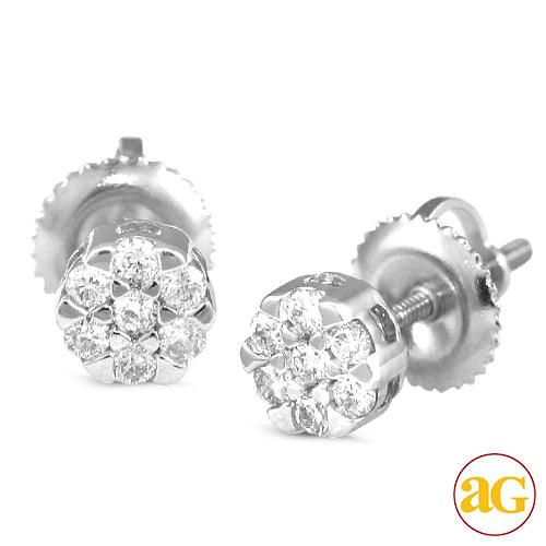 14KW 0.25CTW DIAMOND V-PRONG FLOWER EARRINGS - Johnny Dang & Co