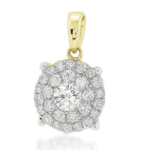 14KY1.00CTW 2-ROW FLEUR PENDANT - Johnny Dang & Co