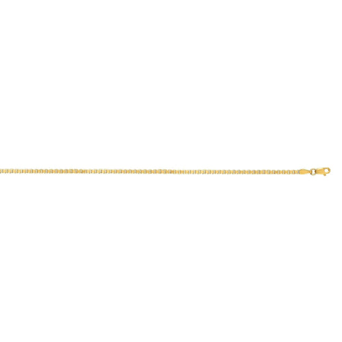14kt Gold 20 inches Yellow Finish 1.9mm Shiny Square Hollow Classic Box Chain with Lobster Clasp