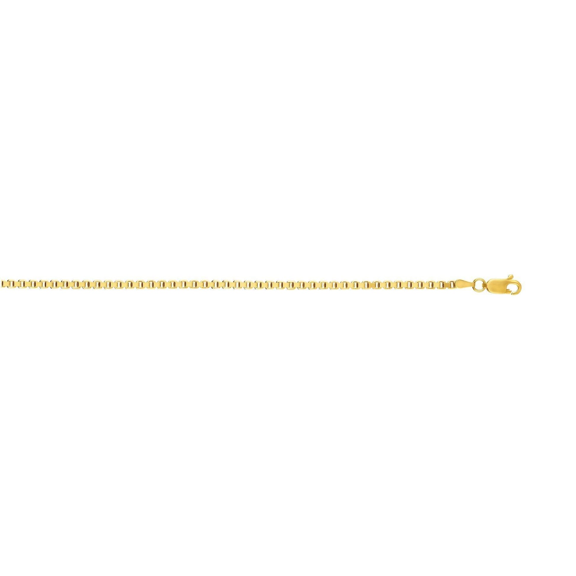 14kt Gold 20 inches Yellow Finish 2.5mm Shiny Square Hollow Classic Box Chain with Lobster Clasp - Johnny Dang & Co