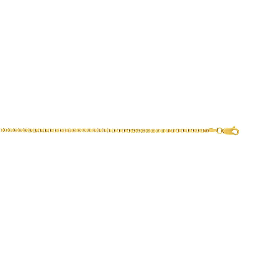 14kt Gold 20 inches Yellow Finish 2.5mm Shiny Square Hollow Classic Box Chain with Lobster Clasp