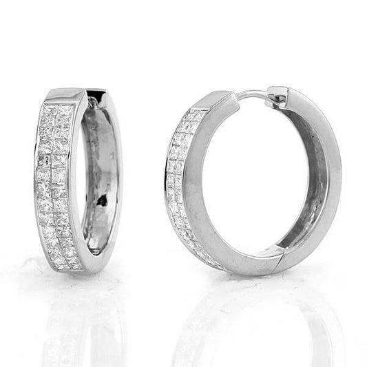 14KW 1.75CTW DIAMOND HOOPS [TWO ROW PRINCESS] - Johnny Dang & Co