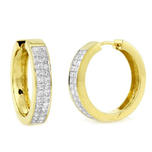 14KY 1.75CTW DIAMOND HOOPS [TWO ROW PRINCESS] - Johnny Dang & Co