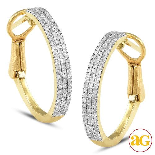 10KY 0.35CTW DIAMOND HOOP EARRINGS [FLAT EDGE] - Johnny Dang & Co