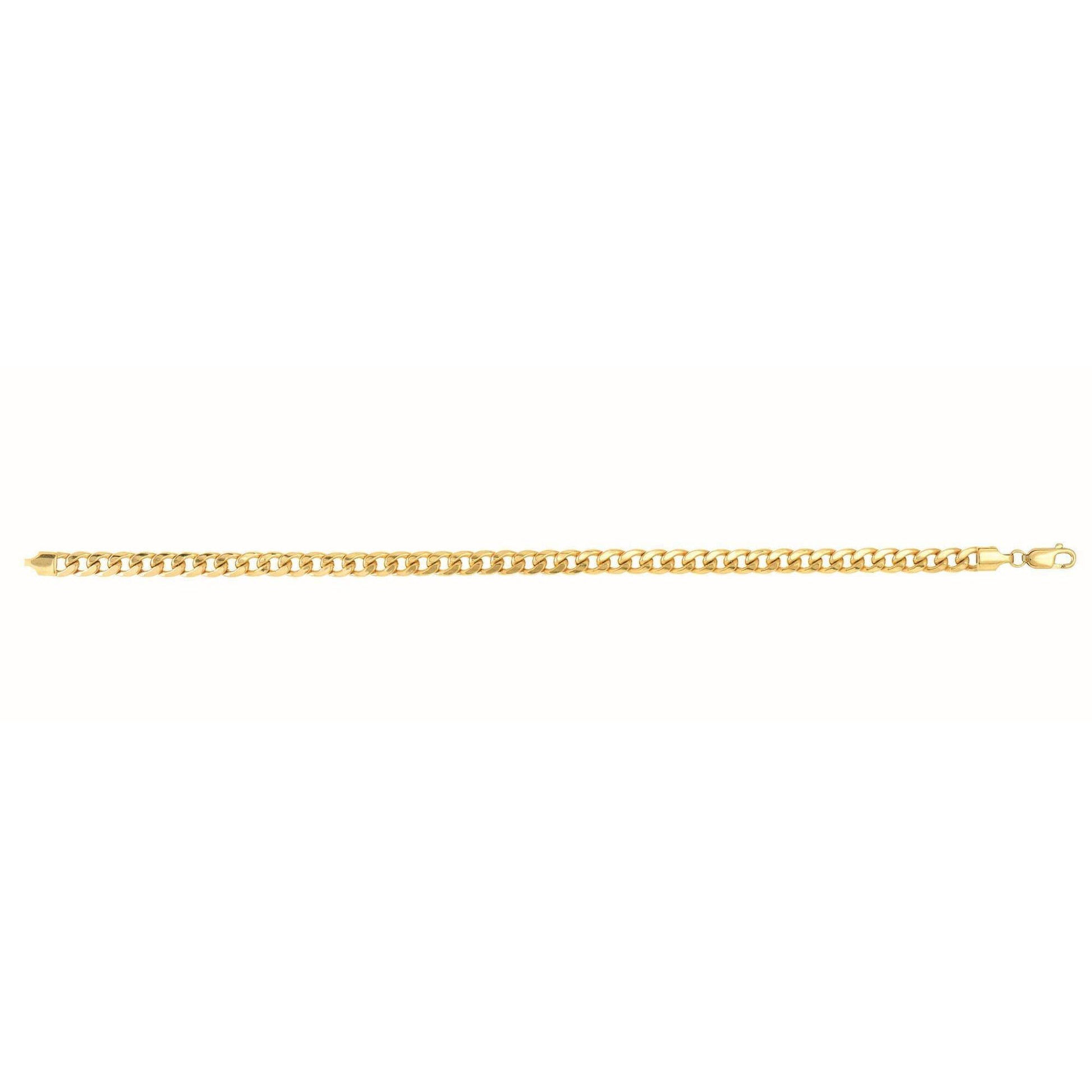 14kt Gold 20 inches Yellow Finish 4.5mm Light Miami Cuban Bracelet with Lobster Clasp - Johnny Dang & Co