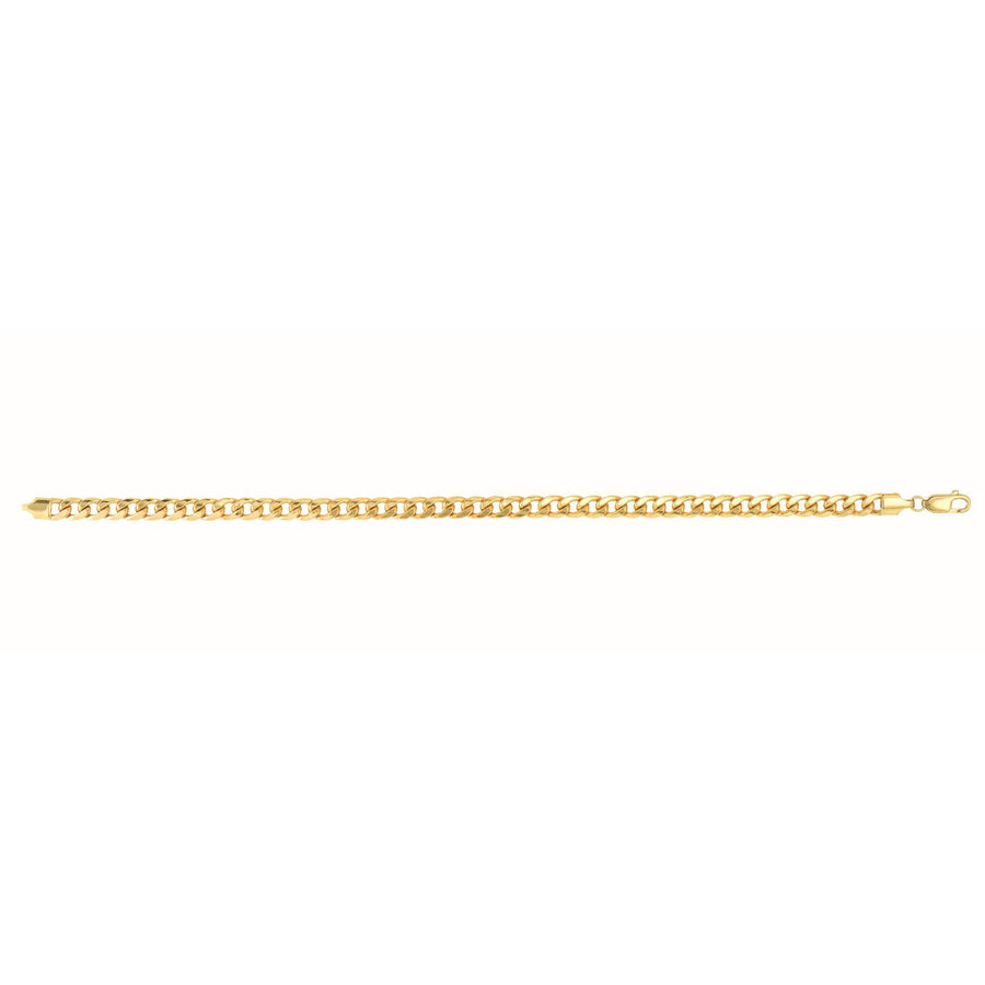 14kt Gold 20 inches Yellow Finish 4.5mm Light Miami Cuban Bracelet with Lobster Clasp