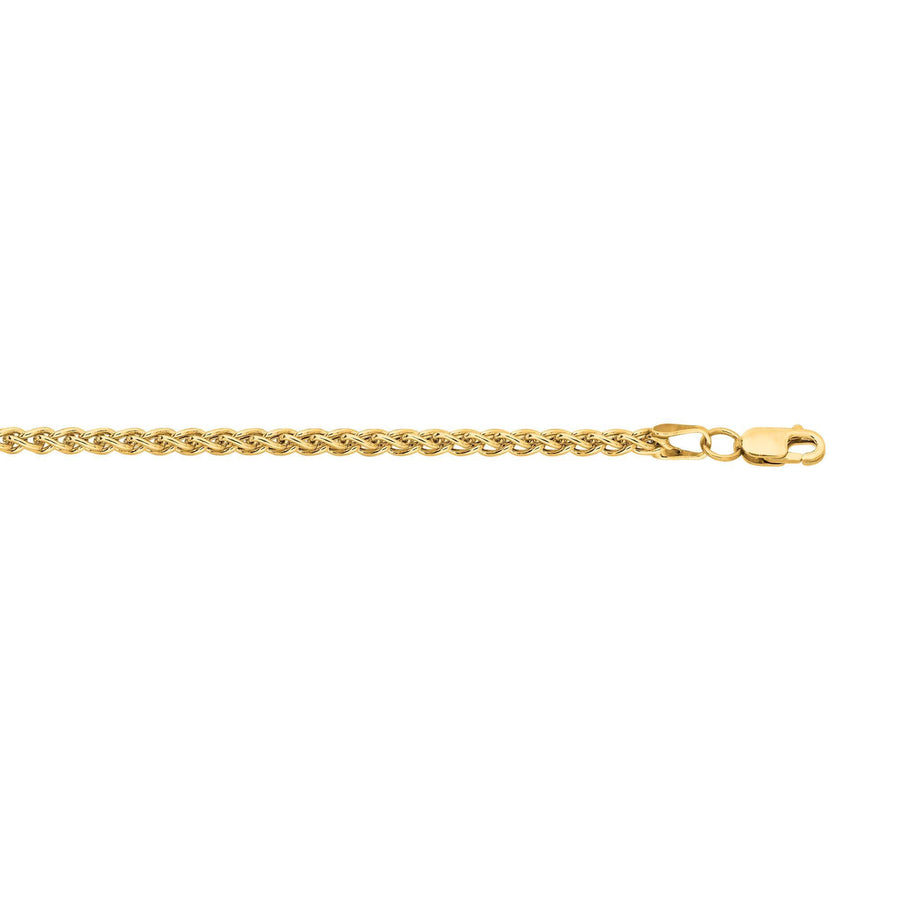 14kt 18 inches Yellow Gold 2.8mm Lite Weigth Wheat Chain with Lobster Clasp