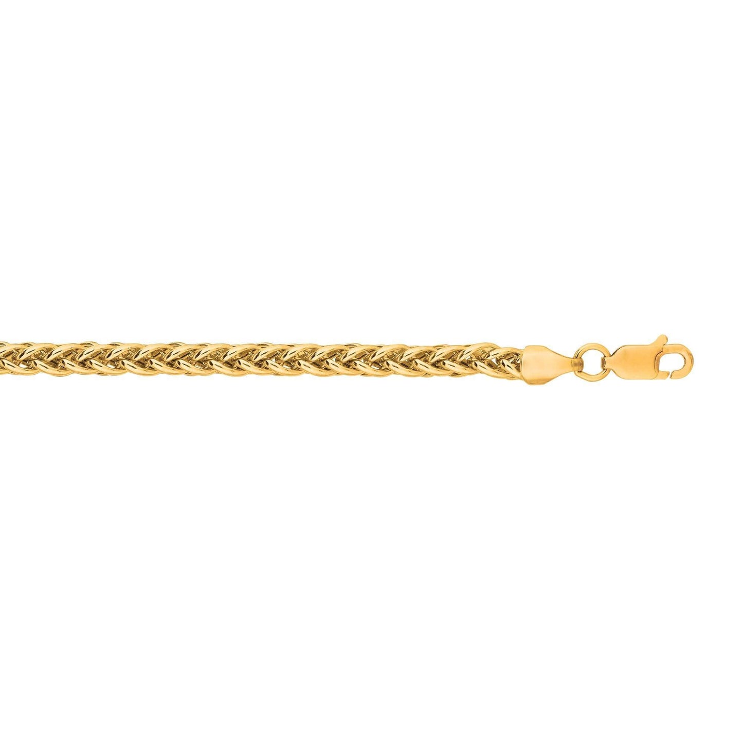 14kt 7.25 inches Yellow Gold 3.3mm Lite Weight Wheat Chain with Lobster Clasp - Johnny Dang & Co