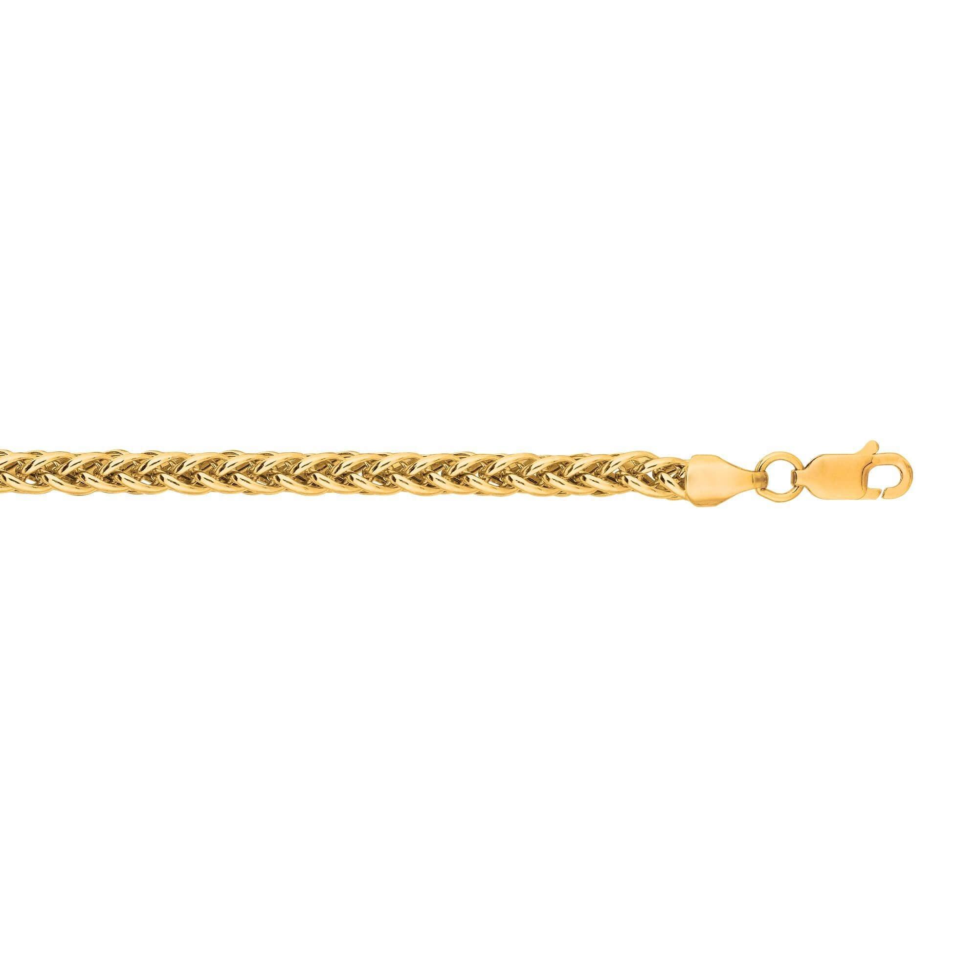 14kt 7.25 inches Yellow Gold 3.3mm Lite Weight Wheat Chain with Lobster Clasp - Johnny Dang & Co