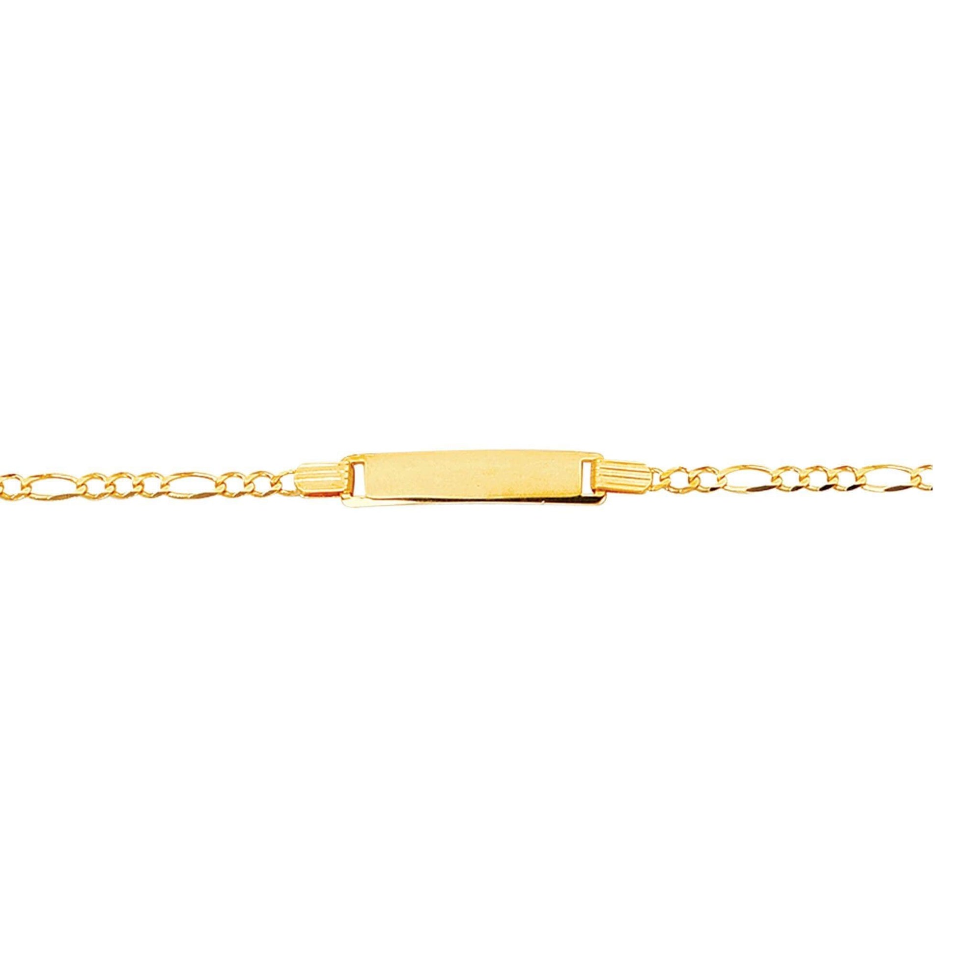 Kids 14kt 6 inches Yellow Gold 6 inches Shiny Classic Figaro ID Bracelet with Lobster Clasp - Johnny Dang & Co