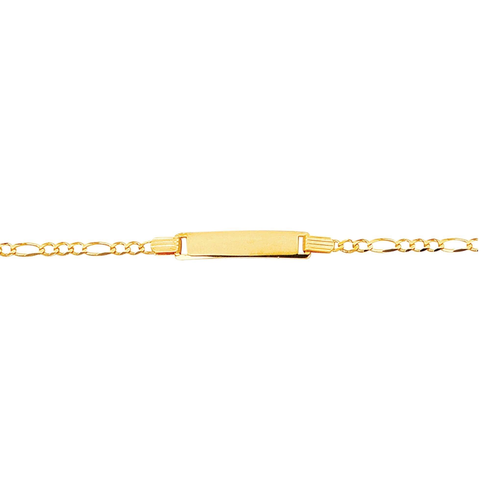 Kids 14kt 6 inches Yellow Gold 6 inches Shiny Classic Figaro ID Bracelet with Lobster Clasp - Johnny Dang & Co