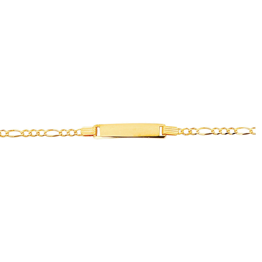Kids 14kt 6 inches Yellow Gold 6 inches Shiny Classic Figaro ID Bracelet with Lobster Clasp