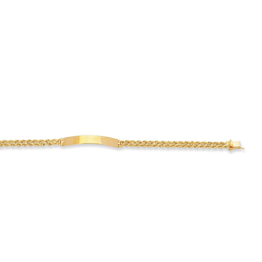 14kt 7 inches Yellow Gold Shiny Diamond Cut ID Bracelet with Box Catch Clasp