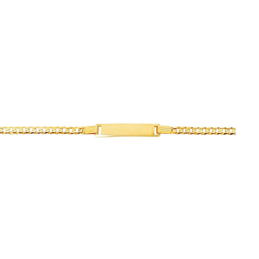 Kids 14kt 6 inches Yellow Gold Shiny Curb Link ID Bracelet with Lobster Clasp - Johnny Dang & Co