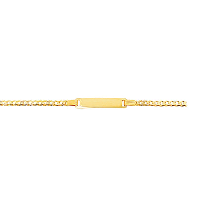 Kids 14kt 6 inches Gold Shiny Curb Link ID Bracelet with Lobster Clasp - Johnny Dang & Co