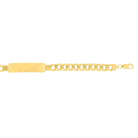 14kt 8.5 inches Yellow Gold 7.8mm Lite Miami Cuban Link ID-Bracelet with Lobster Clasp - Johnny Dang & Co