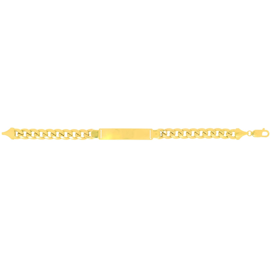 14kt 8.5 inches Yellow Gold 9.2mm Lite Miami Cuban Link ID-Bracelet with Lobster Clasp