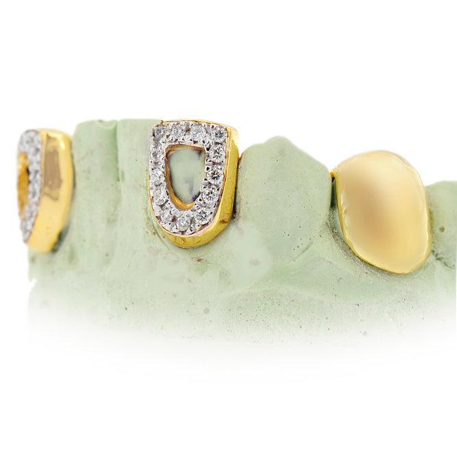 JDG100 18K INDIVIDUAL OPEN FACE AND SOLID TEETH - Johnny Dang & Co